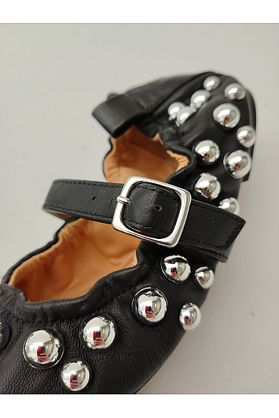 Steve Madden Černé kožené baleríny s přezkou a cvočky Velikost US 37 | Steve Madden | obrázek 7
