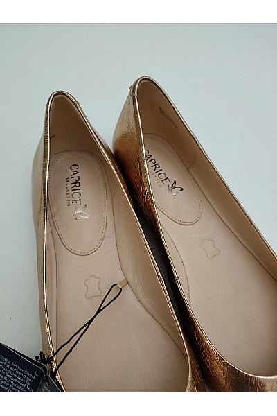 CAPRICE Dámské zlaté baleríny s uzavřenou špičkou elegantní Vel. EU 40 | CAPRICE | obrázek 6