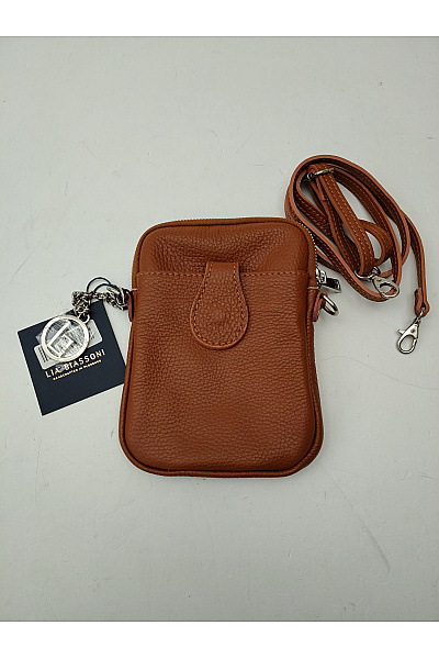 LIA BIASSONI Kožená hnědá malá crossbody kabelka | LIA BIASSONI | obrázek 2