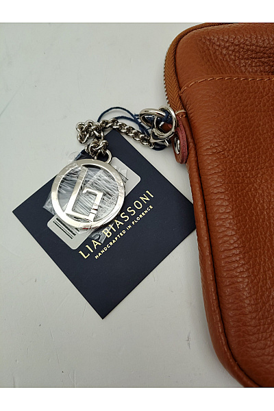 LIA BIASSONI Kožená hnědá malá crossbody kabelka | LIA BIASSONI | obrázek 3