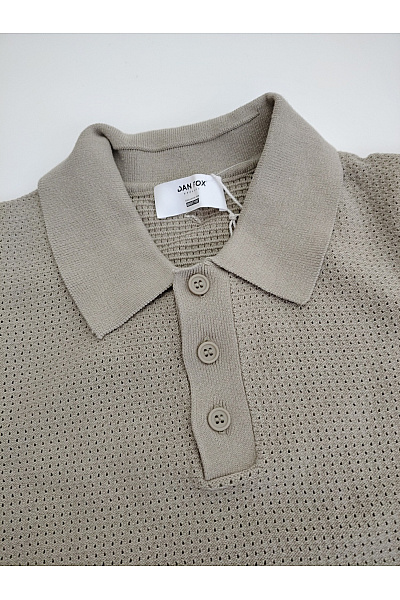 Pánské bavlněné polo tričko khaki s krátkým rukávem a knoflíky Vel. M | Unimoda | obrázek 3