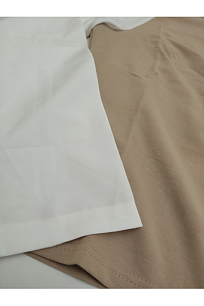 Be wear Béžové bavlněné tričko s dlouhým raglánovým rukávem a kulatým výstřihem Velikost S | Be wear | obrázek 3