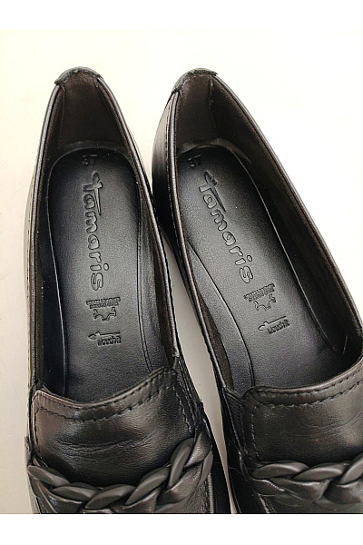 TAMARIS Dámské černé kožené polobotky nazouvací elegantní vycházkové Velikost EU 37 | TAMARIS | obrázek 6