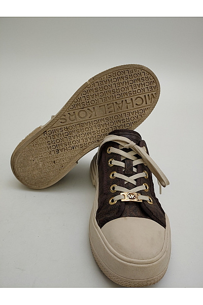 MICHAEL KORS Dámské tenisky Jude Signature Logo Sneaker Hnědé Béžové Velikost US 7M | MICHAEL KORS | obrázek 4
