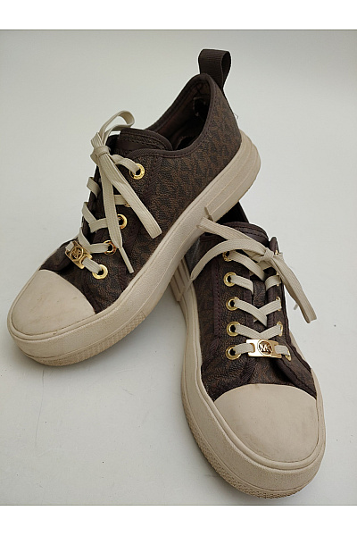 MICHAEL KORS Dámské tenisky Jude Signature Logo Sneaker Hnědé Béžové Velikost US 7M | MICHAEL KORS | obrázek 6