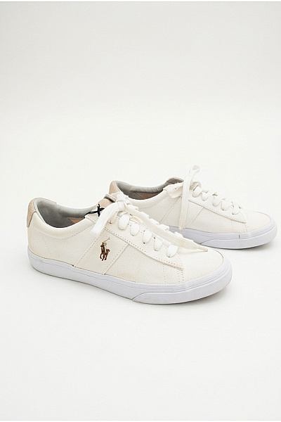 Ralph Lauren Dámské Tenisky Polo Sayer Canvas Sneaker Bílé Béžové Vel. EU 41