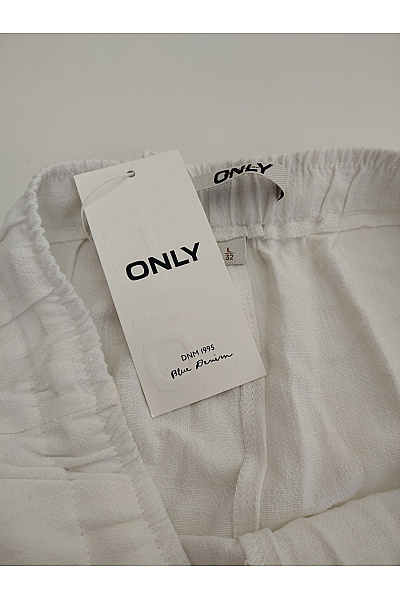 ONLY Béžové lněné široké letní kalhoty Velikost L | ONLY | obrázek 5