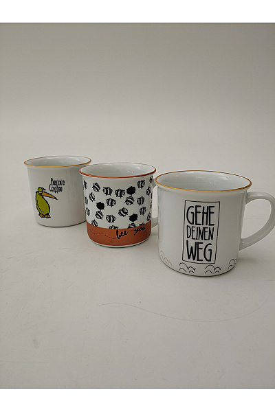 Sada tří keramických hrnků s potiskem | Unimoda | obrázek 2