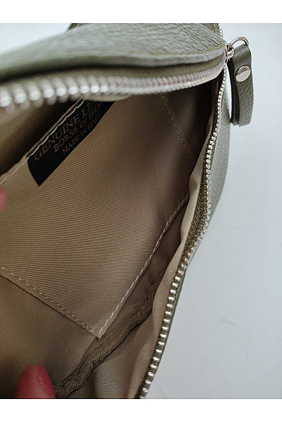 MADE IN ITALY Kožená khaki ledvinka měkká | MADE IN ITALY | obrázek 7