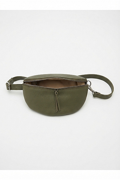 MADE IN ITALY Kožená Khaki Ledvinka Měkká