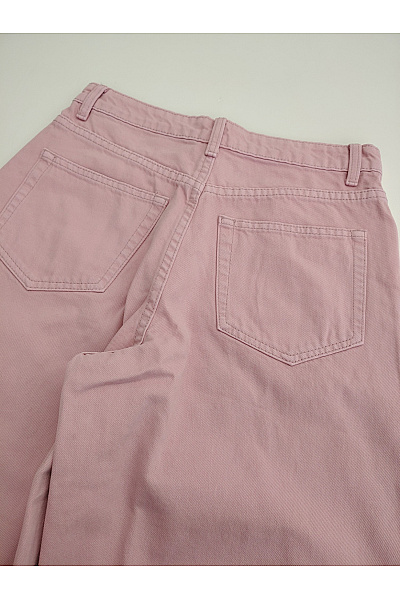 Dámské bavlněné džíny wide leg s vysokým pasem růžové Vel. EU 38 | Unimoda | obrázek 4