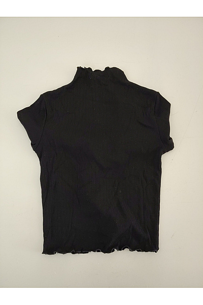 Dámský černý crop top s dlouhým rukávem a stojáčkem basic Vel. XS | Unimoda | obrázek 5
