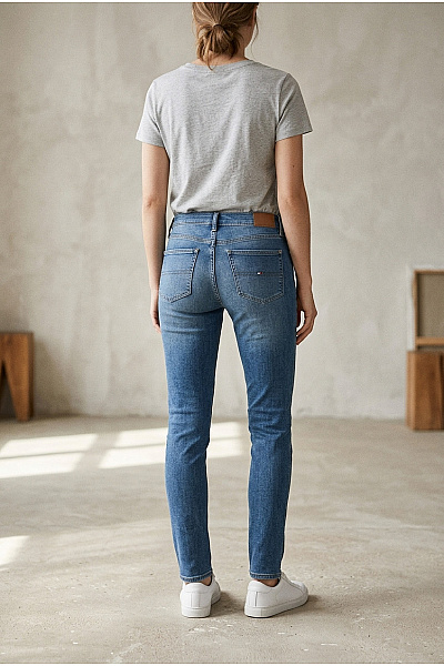 TOMMY HILFIGER Dámské Modré Skinny Džíny S Kapsami Vel. 28/32