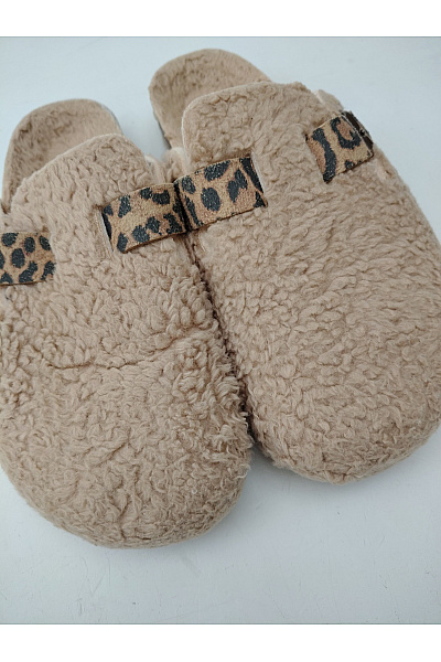Béžové nazouvací pantofle s kožíškem a leopardím vzorem Vel. 40.5 | Unimoda | obrázek 3