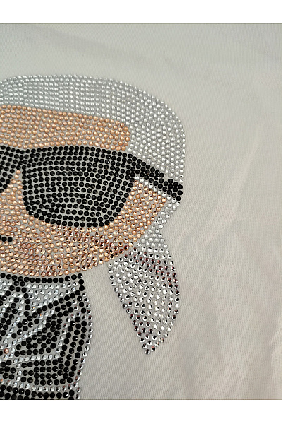 Karl Lagerfeld Bílé bavlněné dámské tričko s krátkým rukávem a potiskem Vel. S | Karl Lagerfeld | obrázek 4