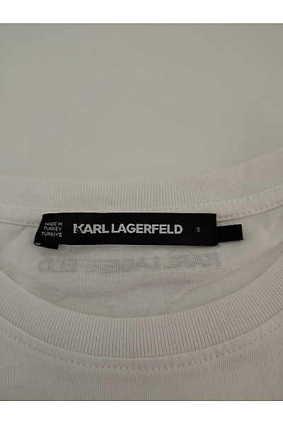 Karl Lagerfeld Bílé bavlněné dámské tričko s krátkým rukávem a potiskem Vel. S | Karl Lagerfeld | obrázek 5