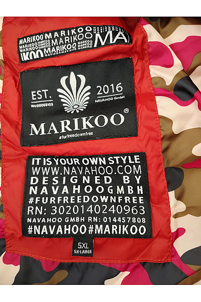 MARIKOO Červená prošívaná zimní bunda s kapucí Velikost 5XL | MARIKOO | obrázek 6
