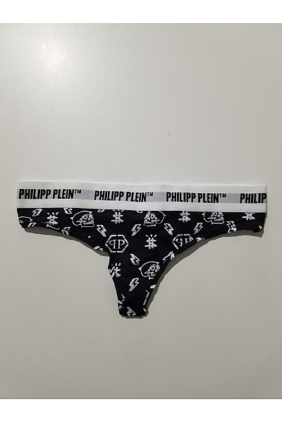 PHILLIP PLEIN Černobílé bavlněné tanga s potiskem lebek | PHILLIP PLEIN | obrázek 5