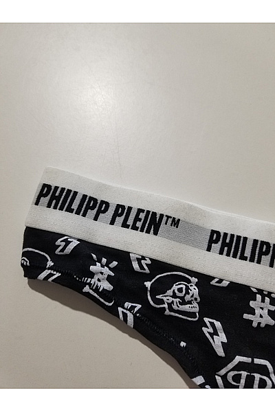 PHILLIP PLEIN Černobílé bavlněné tanga s potiskem lebek | PHILLIP PLEIN | obrázek 7