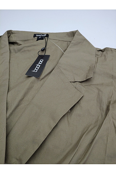 boohoo Dámský khaki bavlněný overal s dlouhým rukávem smart casual | boohoo | obrázek 4