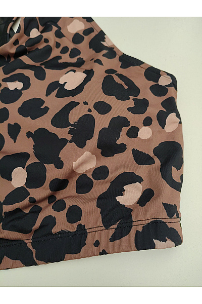 Hnědá sportovní podprsenka s leopardím vzorem a síťovanými zády | Unimoda | obrázek 4
