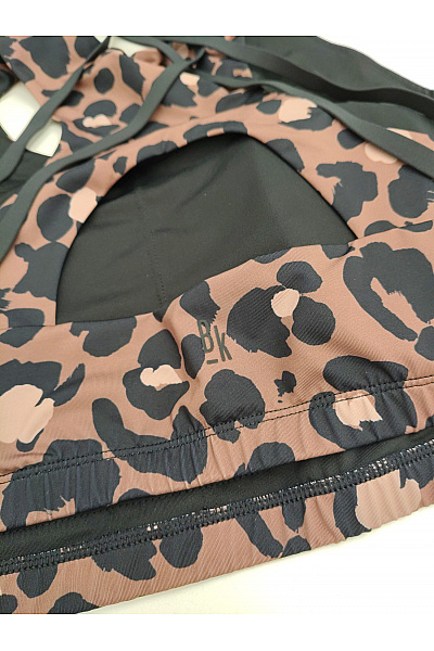 Hnědá sportovní podprsenka s leopardím vzorem a síťovanými zády | Unimoda | obrázek 6